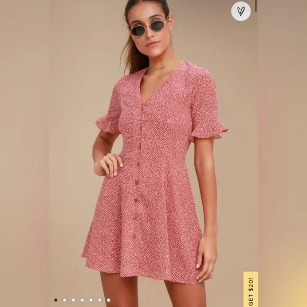 Lulu's Pink Button-Up Dress